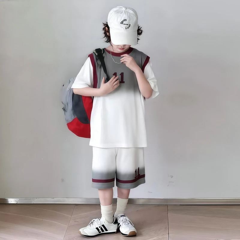 男童夏装运动套装2025新款中大儿童装薄款夏季短袖男孩两件套潮酷