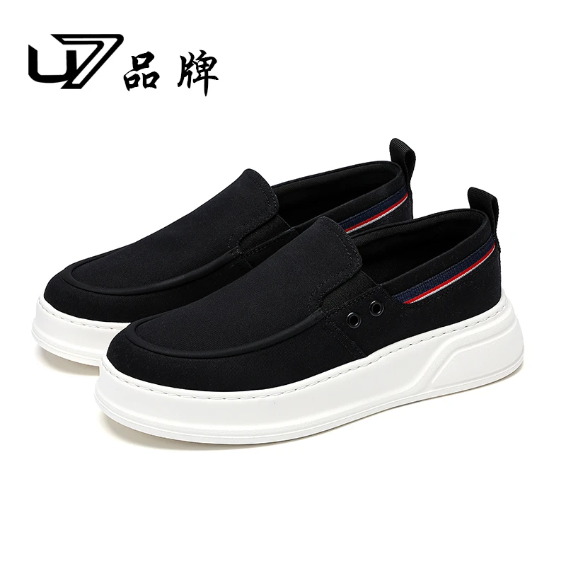 U7品牌男鞋  斜纹棉布  新款男士软底潮流一脚蹬时尚百搭休闲布鞋