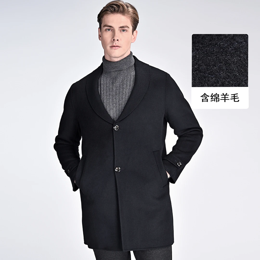 999号 男士羊毛毛呢大衣冬季厚款中长款保暖外套 A17-117919