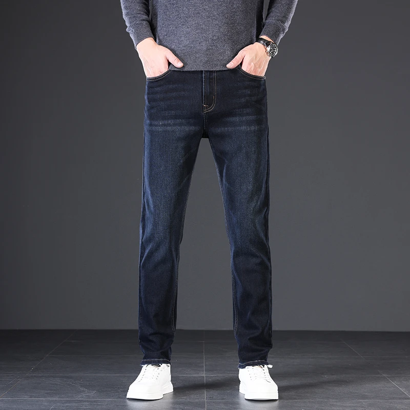 2025春秋新款高端蓝灰色牛仔裤男士合体直筒水洗潮流舒适显瘦长裤