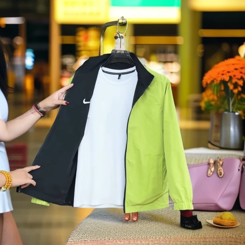 秋冬新款双面可穿纯色立领休闲夹克薄棉衣棉服外套