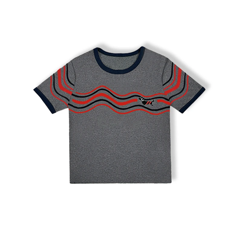 韩版气质减龄上衣2025夏季新款修身显瘦线条印花优质棉短袖T恤女