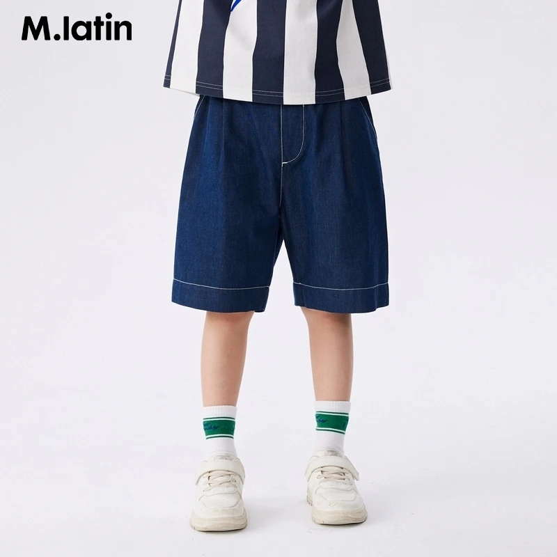 马拉丁童装儿童裤子夏新款男大童复古学院梭织中裤
