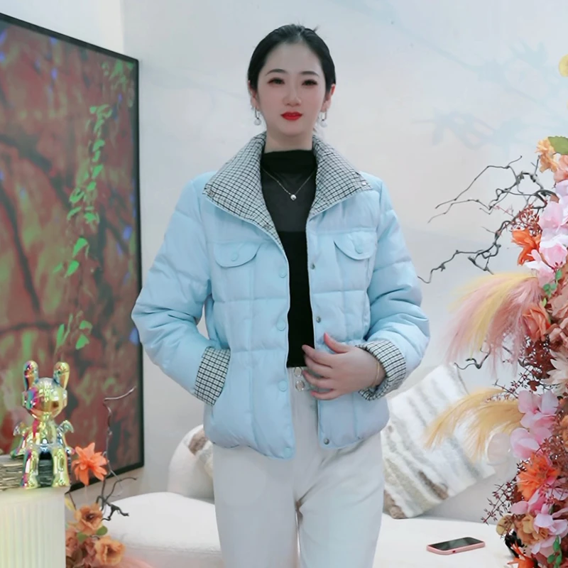 2025冬季小个女人短款外套修身棉衣显瘦棉服时尚百搭轻薄棉袄