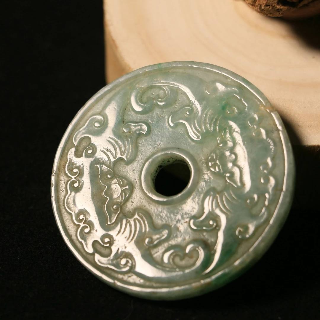 12K13清 翡翠五福临门璧