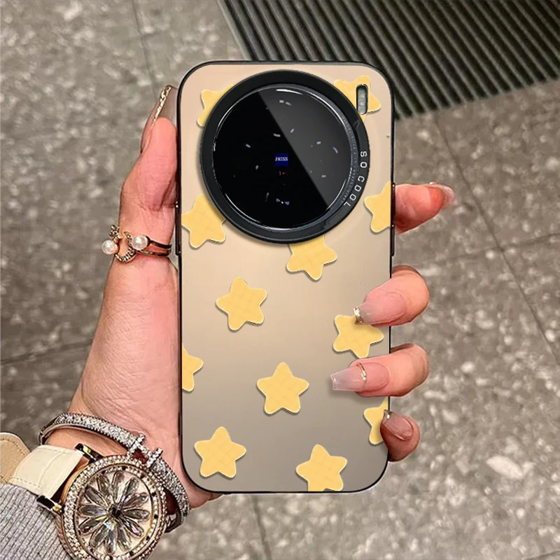 格纹星星适用vivox200pro手机壳x100新款x90外壳彩银x80防摔x70