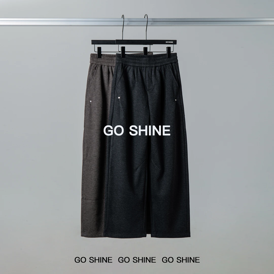 GO SHINE秋冬立体装饰休闲裤男款垂顺感裤子灰色百搭宽松舒适长裤