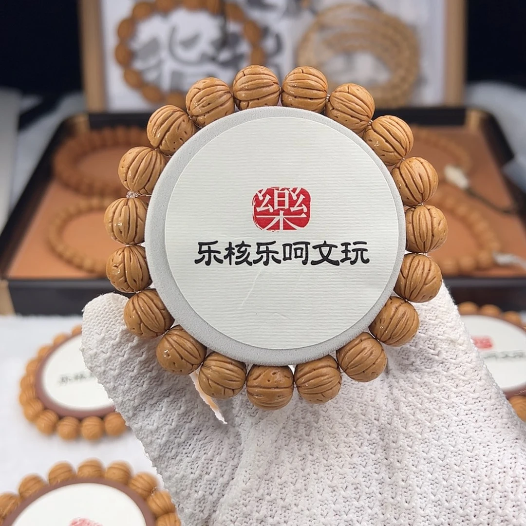 桃核手串1.3加「脐中脐小金豆」野生桃核单圈