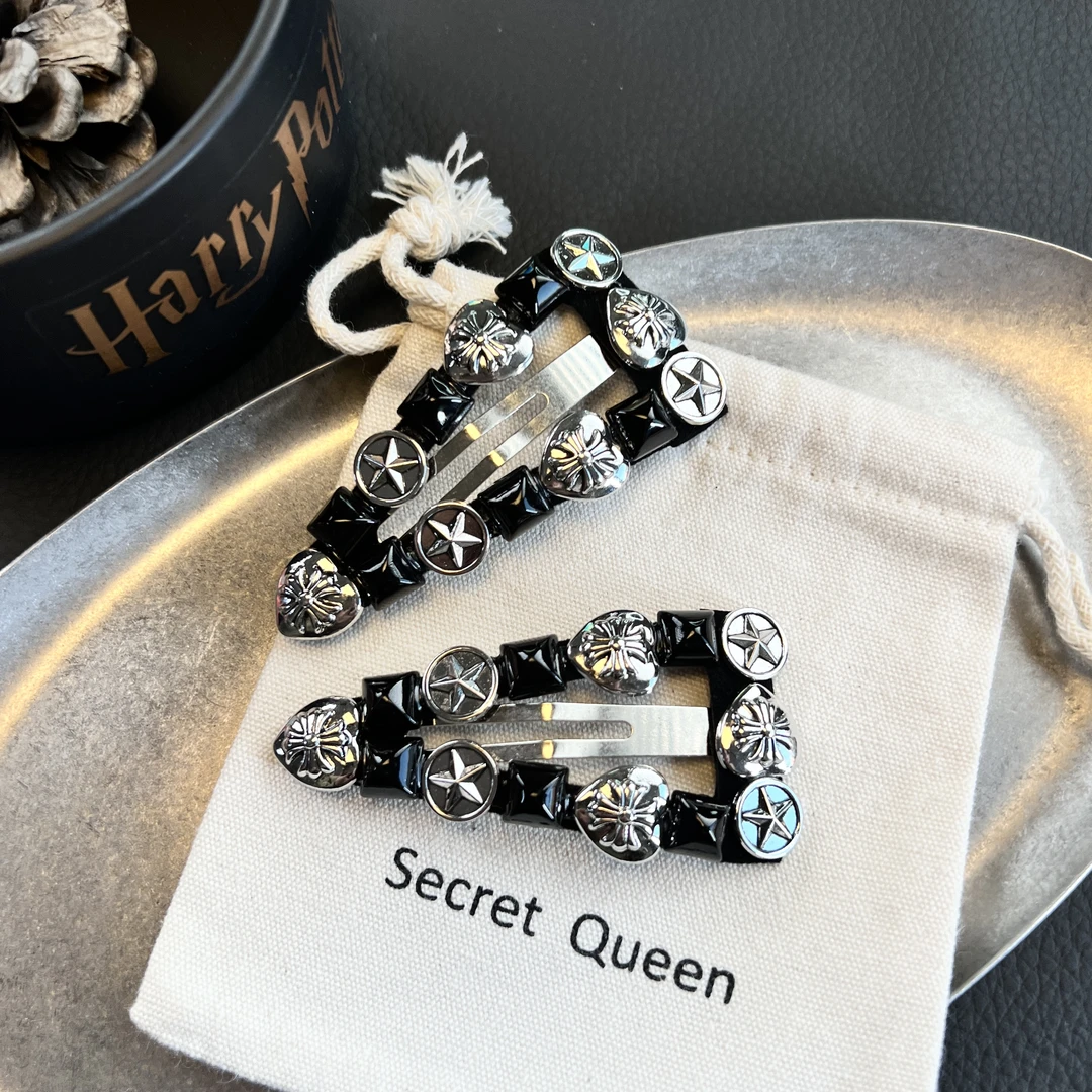 小众设计十字架五角星发夹做旧掰掰夹一对