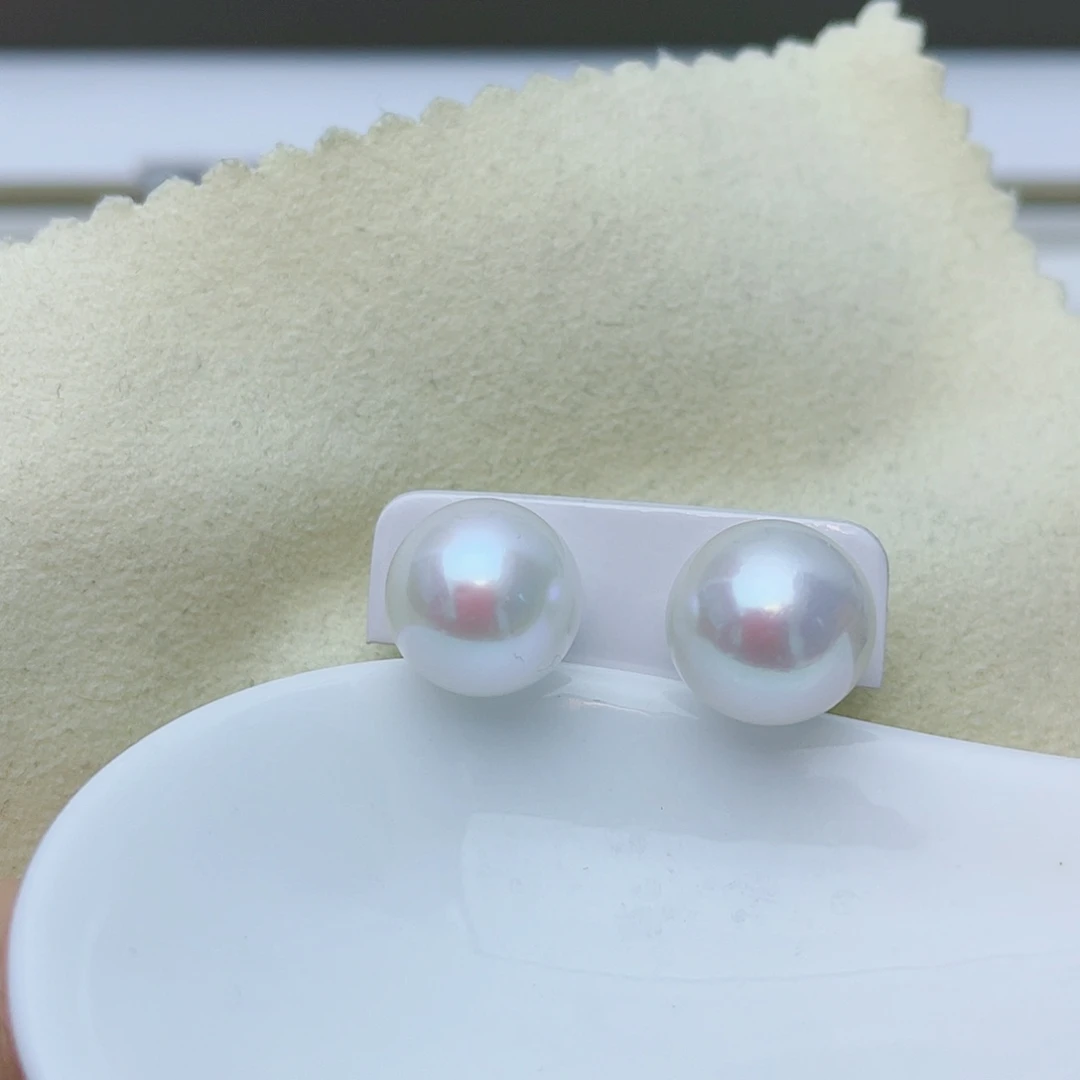 银S925镶嵌淡水珍珠耳饰w4