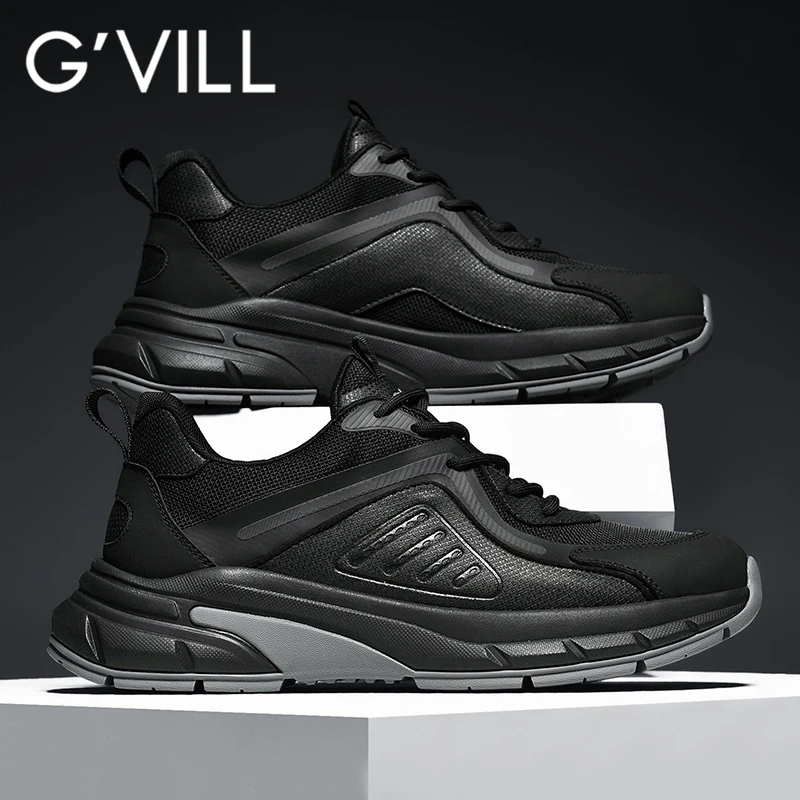 G'VILL/贵之步男鞋厚底增高时尚运动休闲百搭透气户外软底老爹鞋