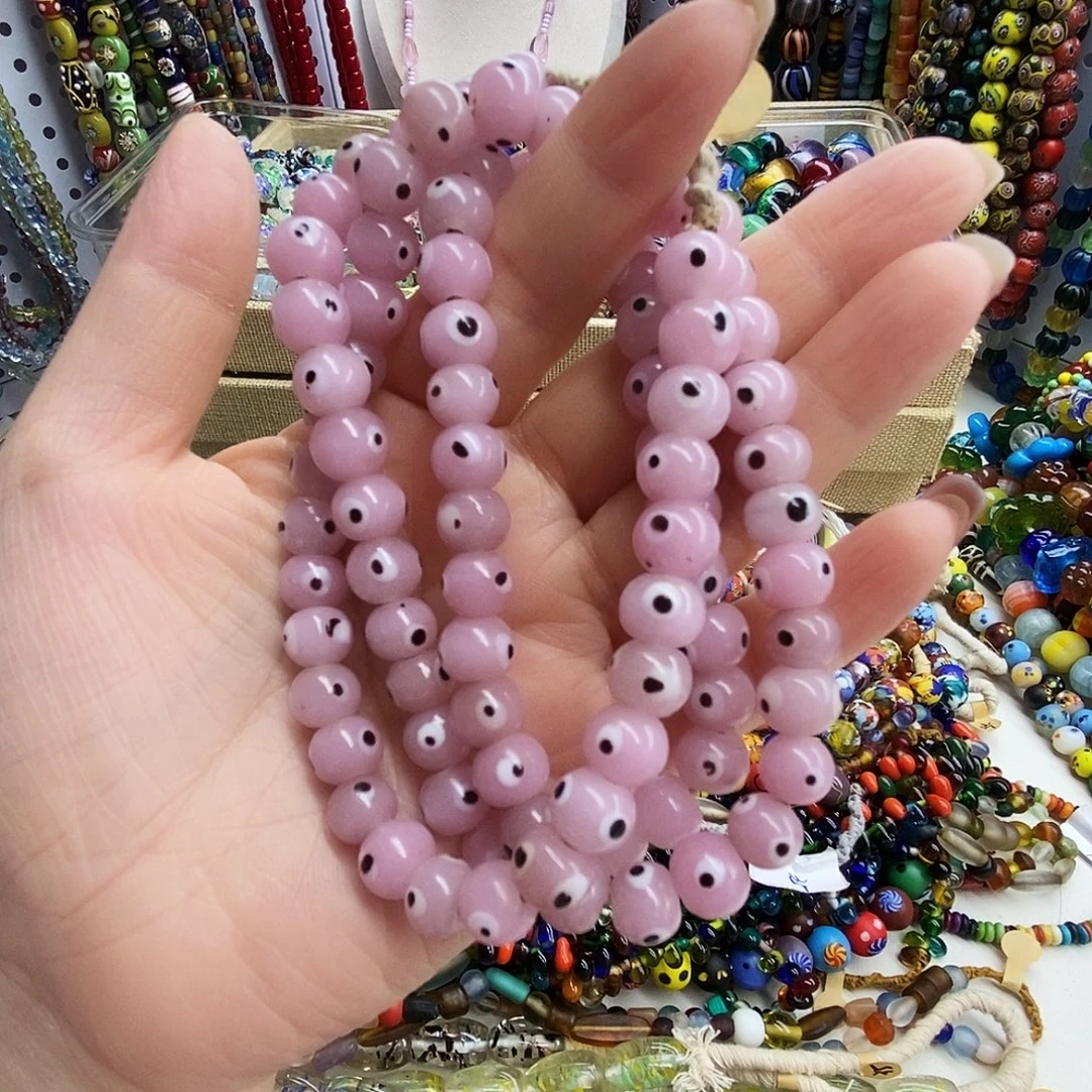 颈饰琉璃尼泊尔粉色眼睛，054