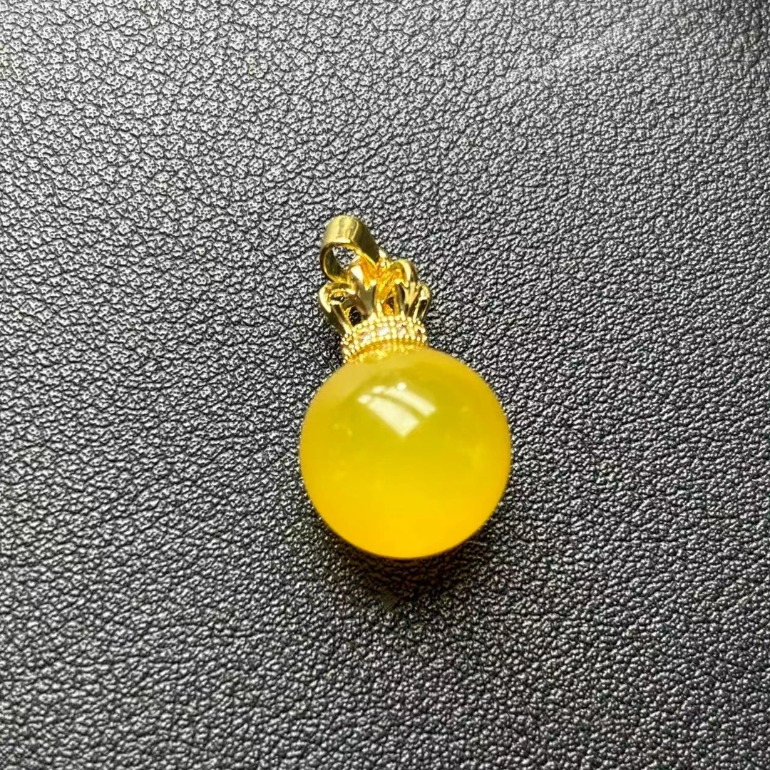 ST7795卡14左右-田黄玛瑙黄圆珠吊坠-配绳-
