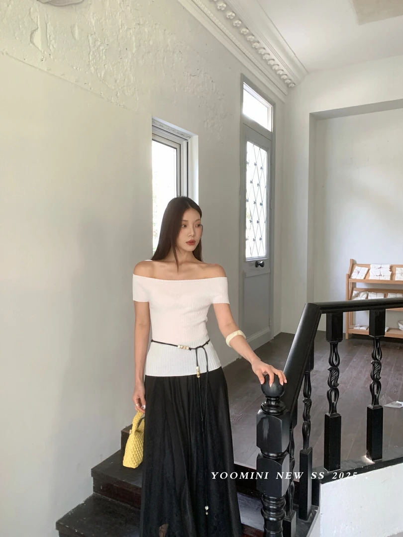 Y13070极简风吸湿排汗常规短袖拼接T恤性感背心修身工装风