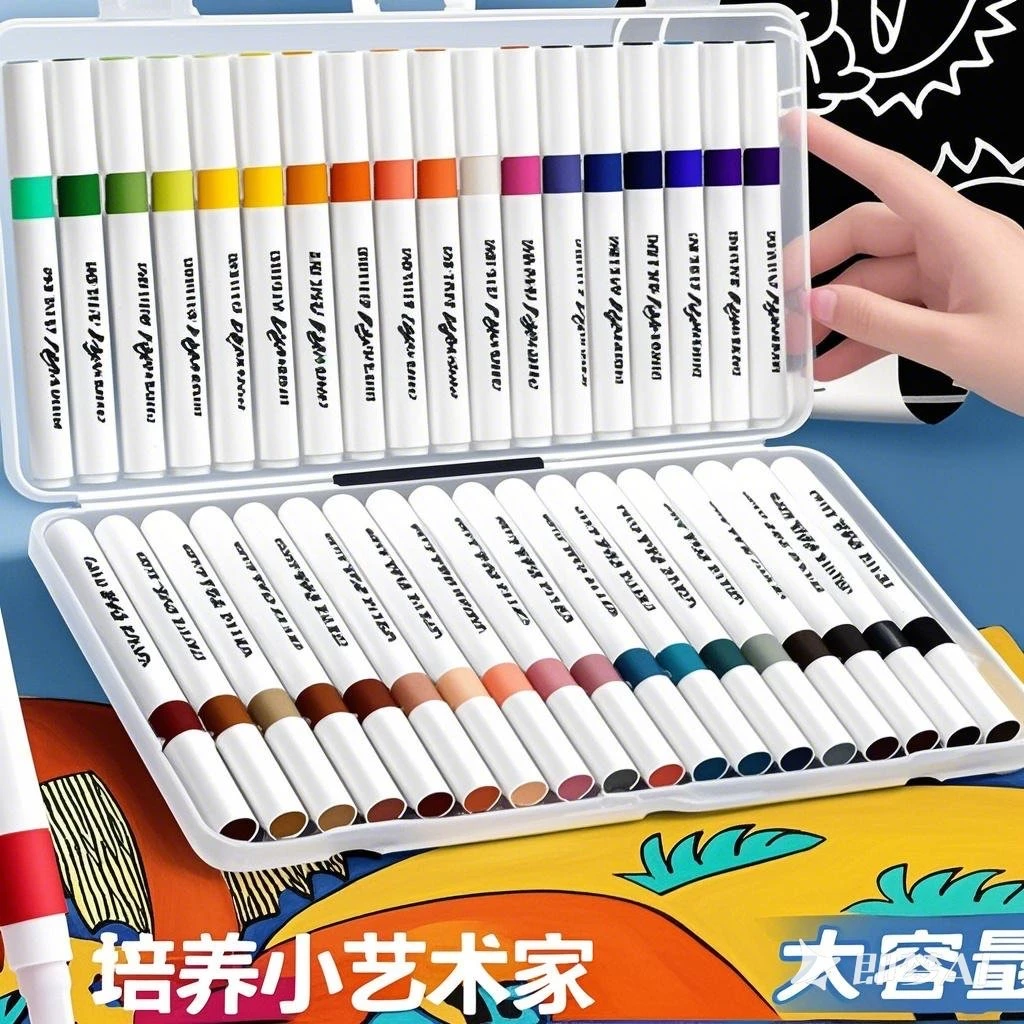 （福利12色）圆杆丙烯马克礼盒装独立包装书写流畅速干不断墨可叠色