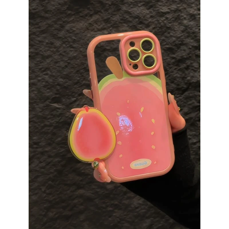 水彩芭乐适用苹果16promax手机壳iPhone15奶油华为p80可爱荣耀400