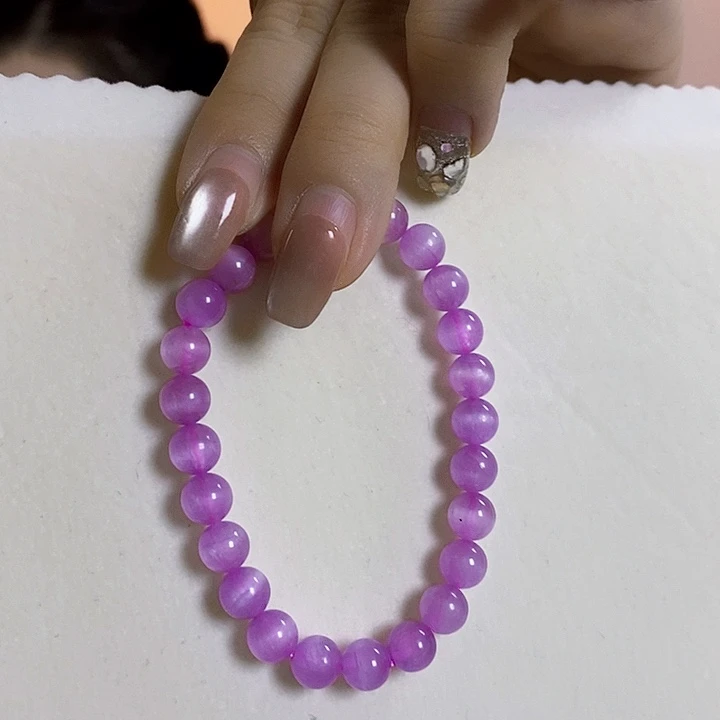 锂辉石紫锂辉高冰收藏级手串7+未镶嵌