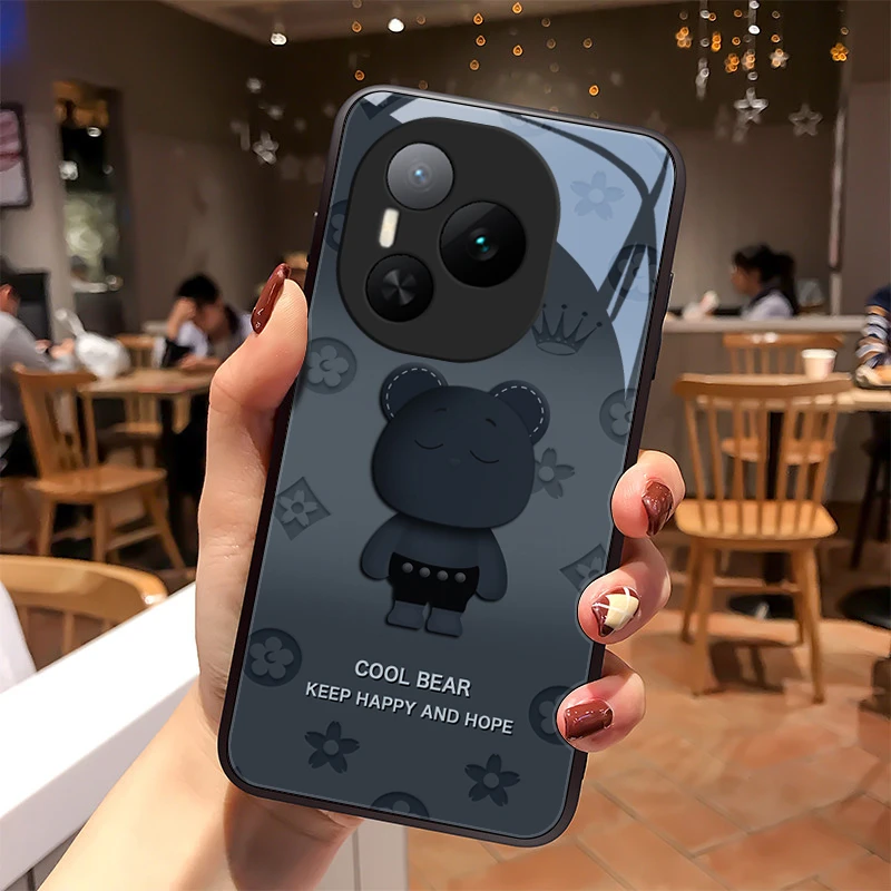 圆脸熊适用荣耀Power手机壳荣耀power玻璃壳高级感全包硅胶防摔男