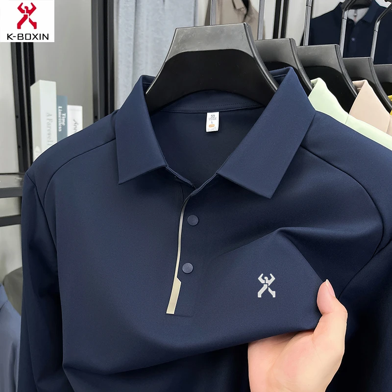 劲霸世家男士秋季免烫纯色透气商务休闲标准男装运动长袖Polo衫