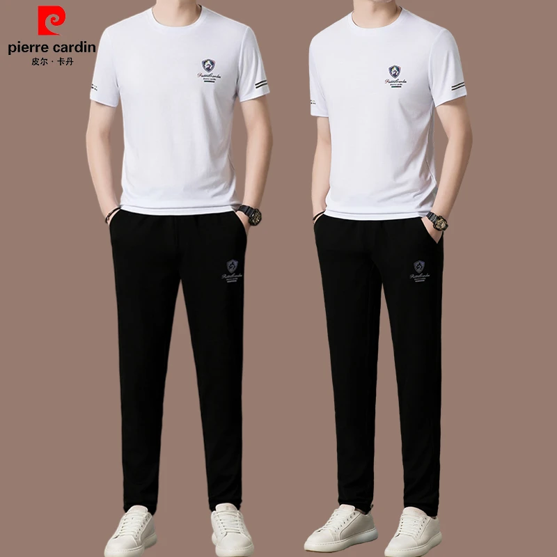 【国际大牌皮尔卡丹】夏季2025新款桑蚕丝男士休闲运动套装冰丝男装