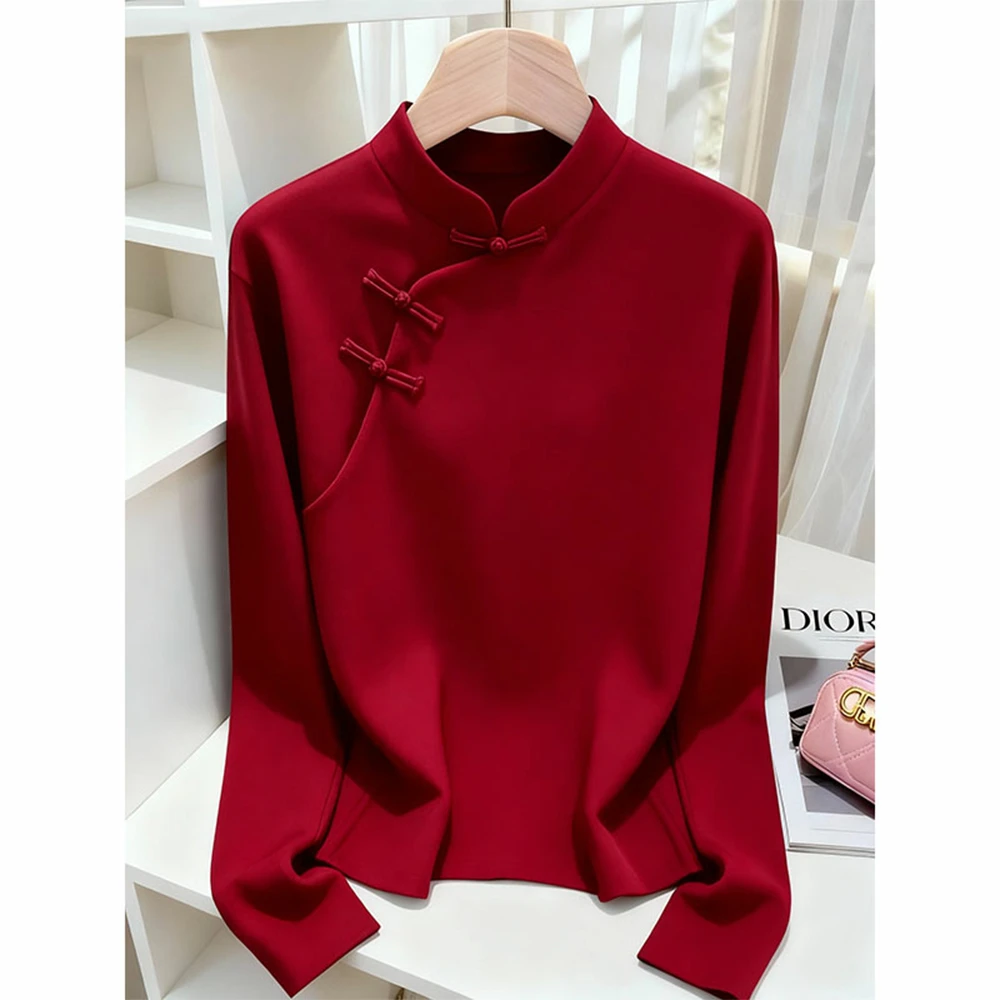 2026早春本命年红色新中式国风高级感上衣女洋气百搭打底小众内搭