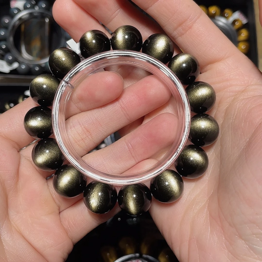 邀***升黑曜岩未镶嵌手链