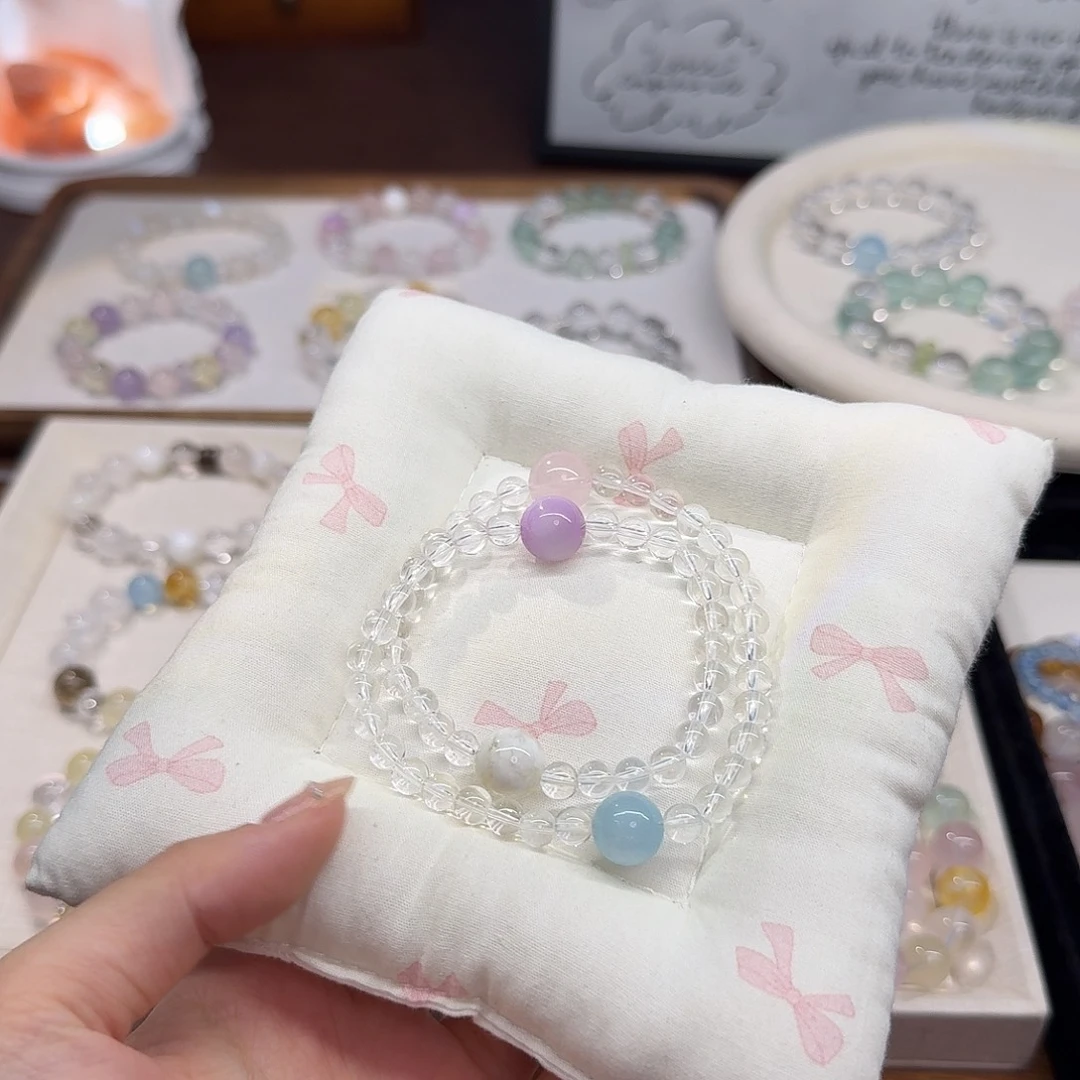 月****手链水晶未镶嵌双圈白水多宝