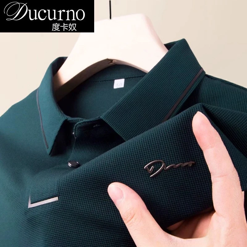 度卡奴轻奢痞帅半袖高档衬衫领polo衫短袖大码宽松夏季修身翻领