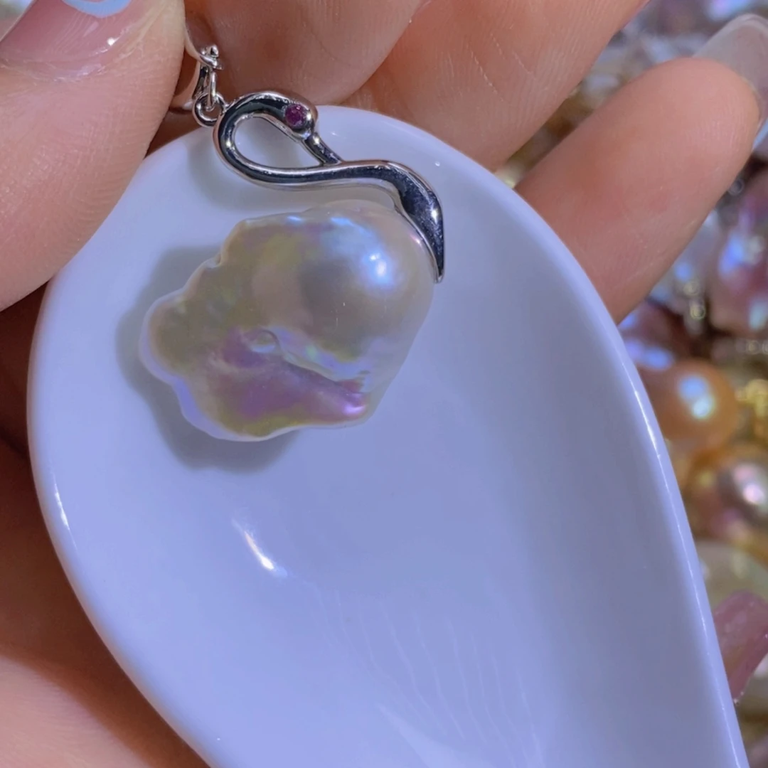 银S925镶嵌淡水珍珠微瑕