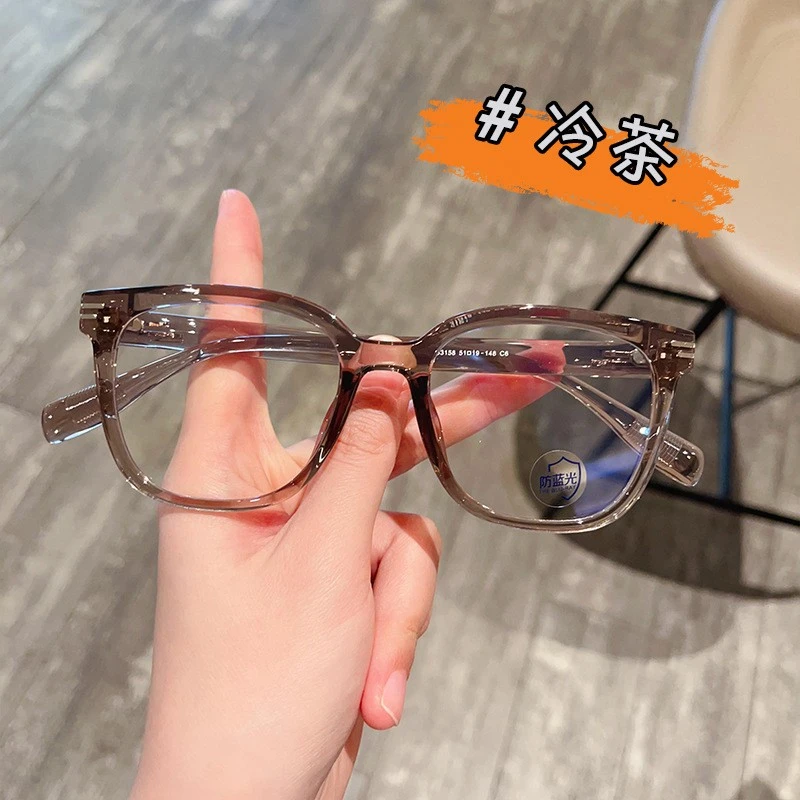 83158时尚大脸素颜近视眼镜框女超轻多边形眼镜男防蓝光潮