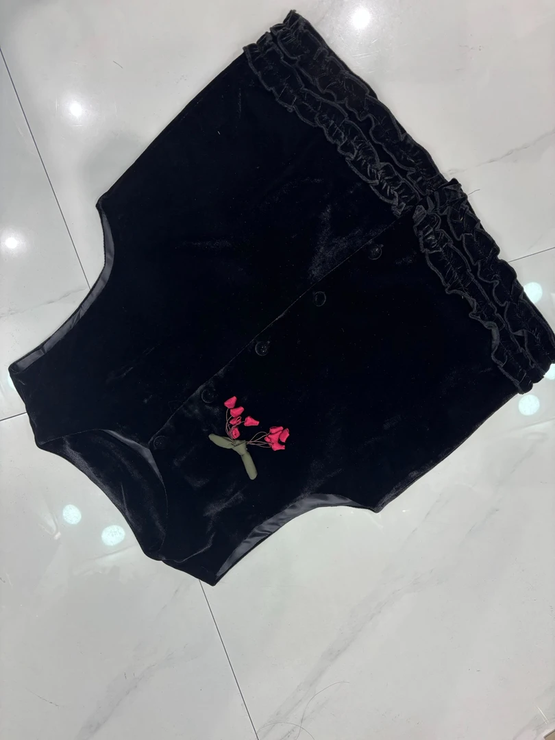 木耳边立领短款圆领厚款秋季马夹气质女装时尚绣花蕾丝舒适休闲