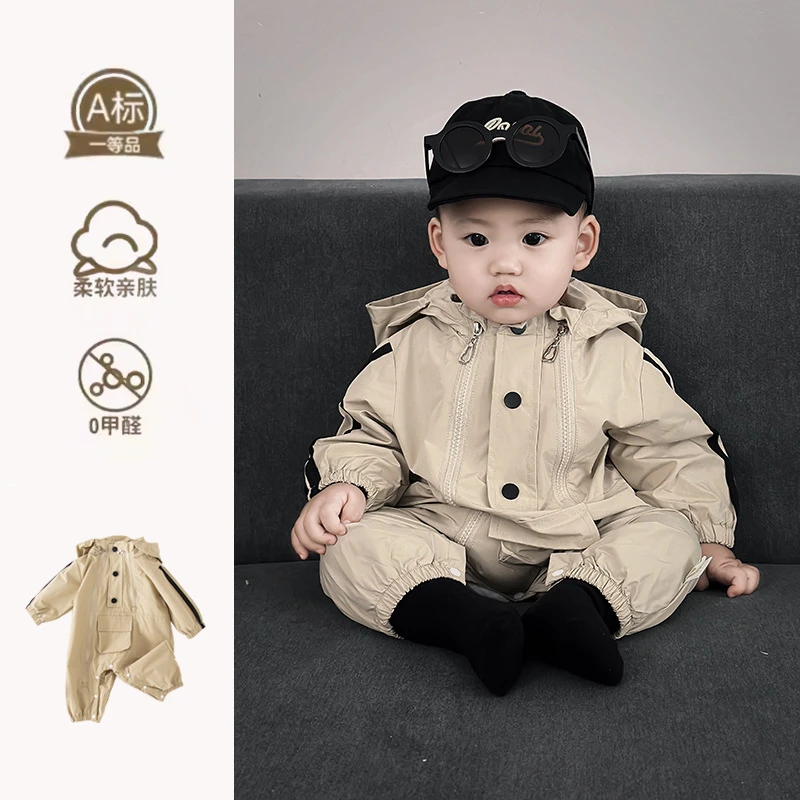 婴儿秋装衣服秋季男宝宝连体衣拉链外出服长袖双层秋天外套爬服