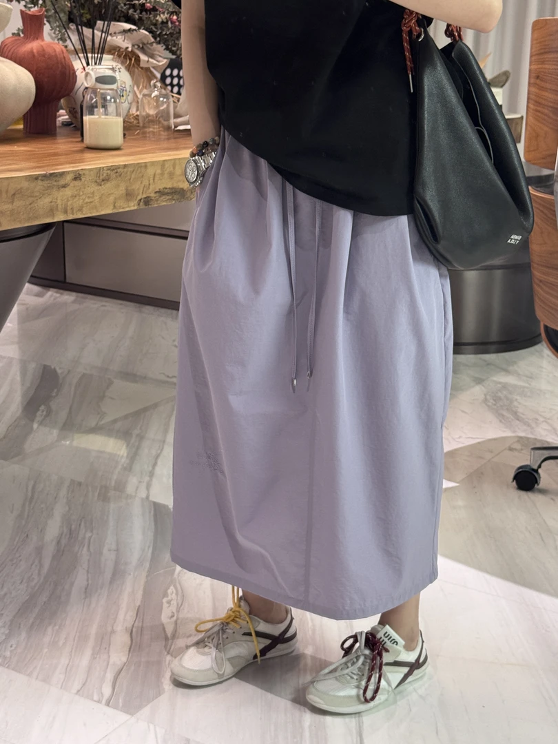 【多色半裙】刺绣全松紧腰抽绳微茧半裙 J25BQ179