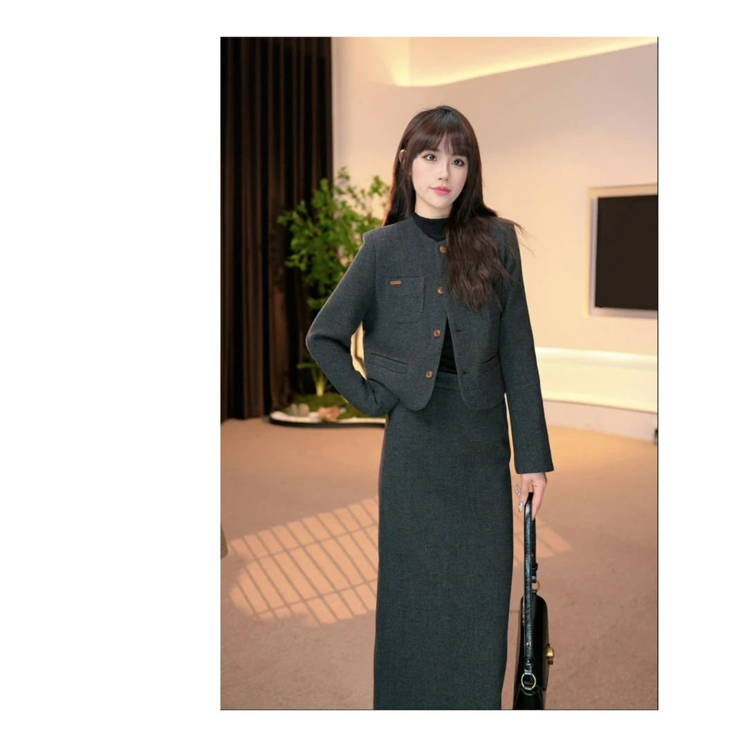 Xi 0328小香外套套装裙女2024秋冬新款穿搭轻奢高级感 外套+小A裙