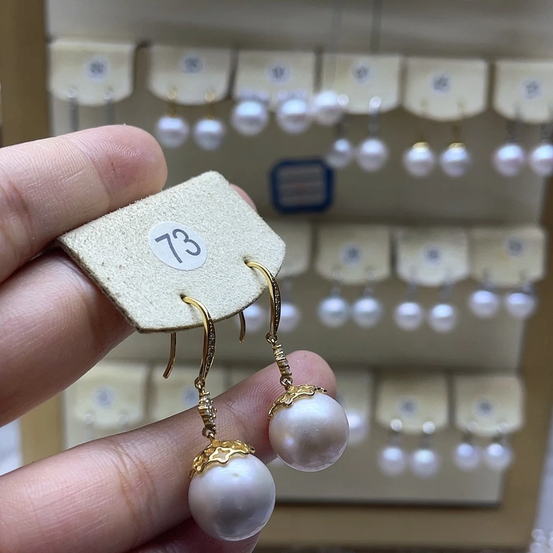银S925镶嵌淡水珍珠耳饰