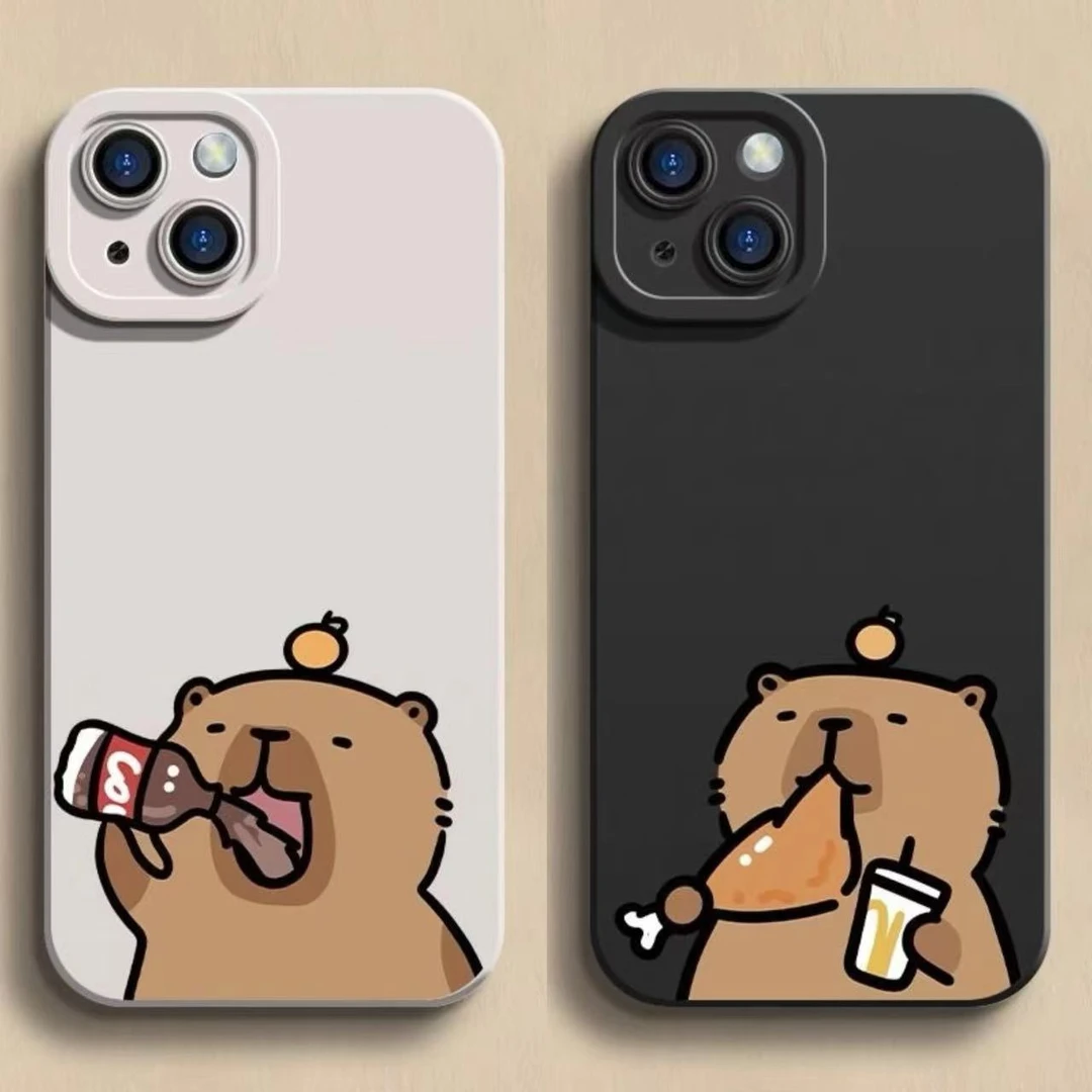 喝可乐海豚苹果15手机壳适用iPhone13/14Promax情侣壳16直边12全