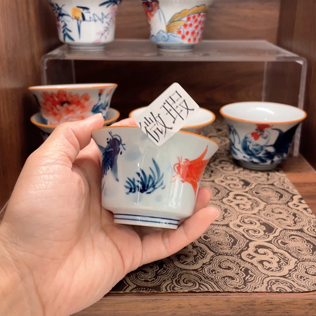 釉下手绘茶具微瑕