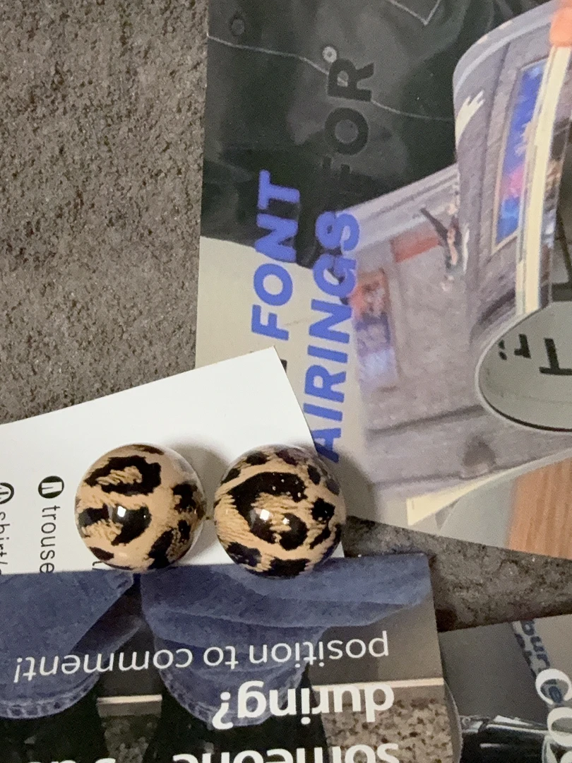 非金属树脂耳饰 （豹纹球）豹纹珠子耳钉火爆豹纹耳饰百搭韩版