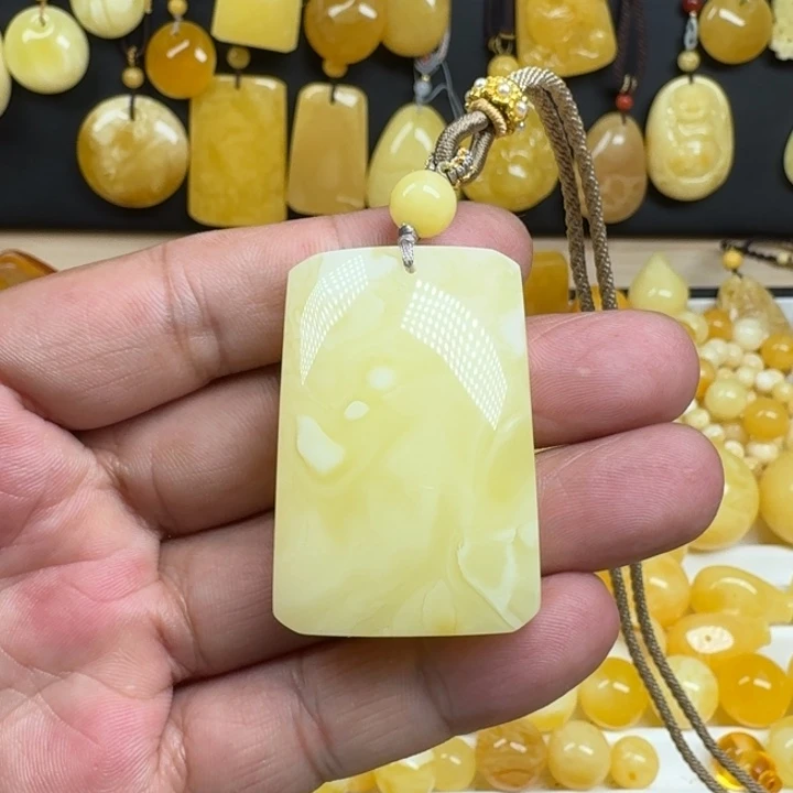 蜜蜡未镶嵌珠宝奇石平安牌