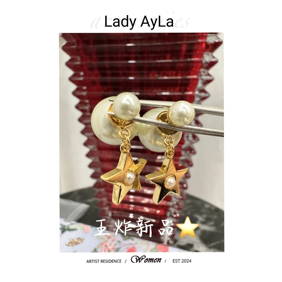 925银仿珍珠耳饰 25s CD 五角星轻奢时尚耳钉AL026D