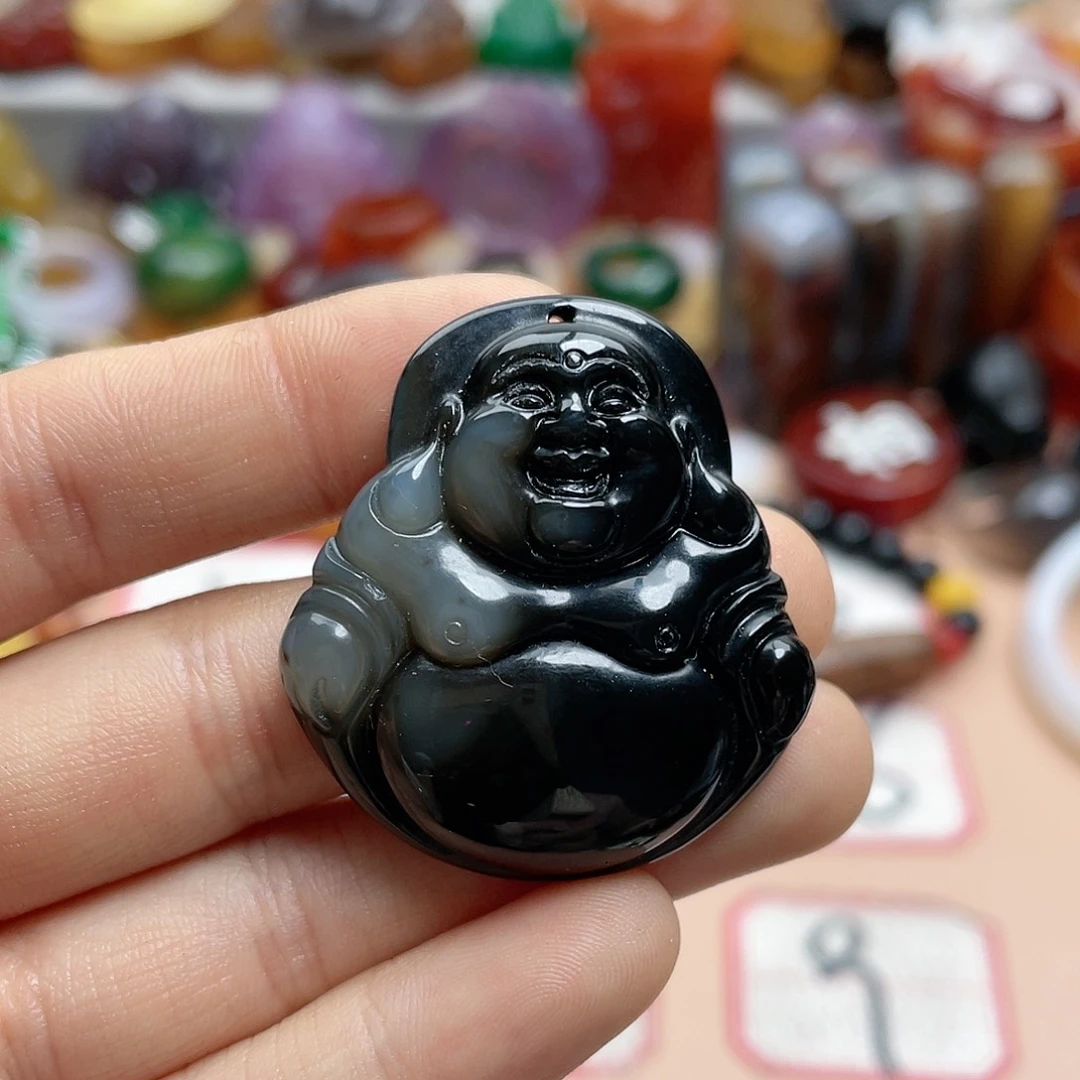 玛瑙/玉髓颈饰合金黑*灰