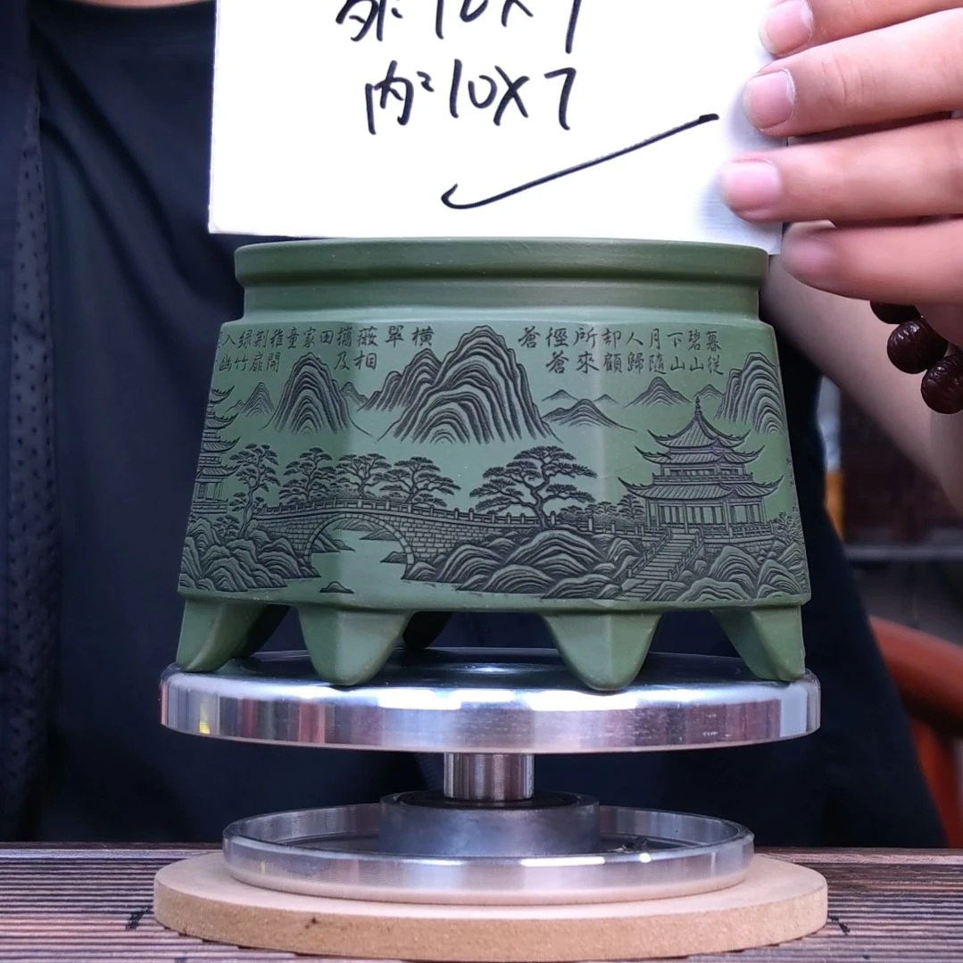 紫砂花盆同喜同喜