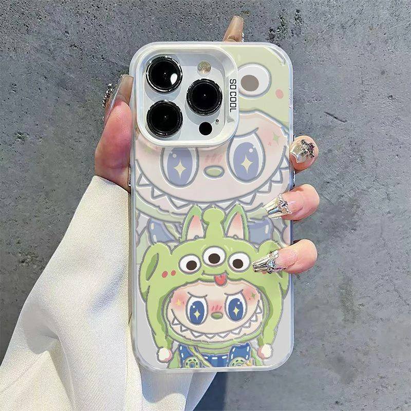 适用iphone1615promax手机壳草莓熊拉布布labubu萌宠软壳防摔潮酷