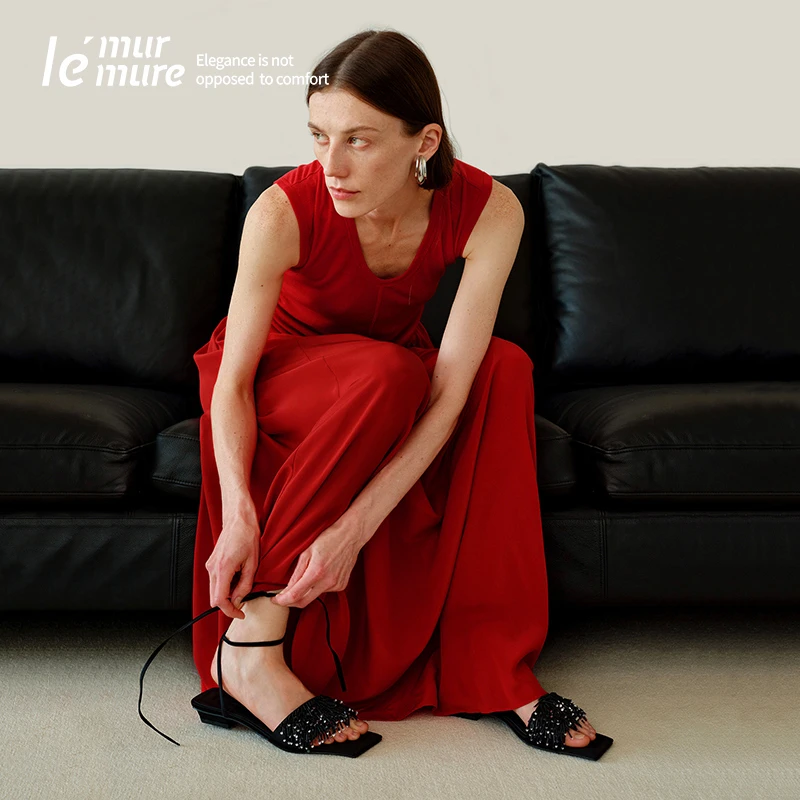 Le' Murmure 希腊古典美学2025夏季新款手工串珠凉鞋