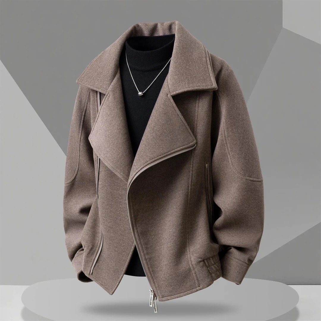 毛呢大衣冬季加厚男休闲外套复古翻领男式小香夹克短款潮流呢子