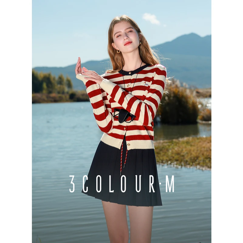 三彩2025春季新款A字半身裙百褶裙遮肉显瘦松紧高腰短裙休闲M