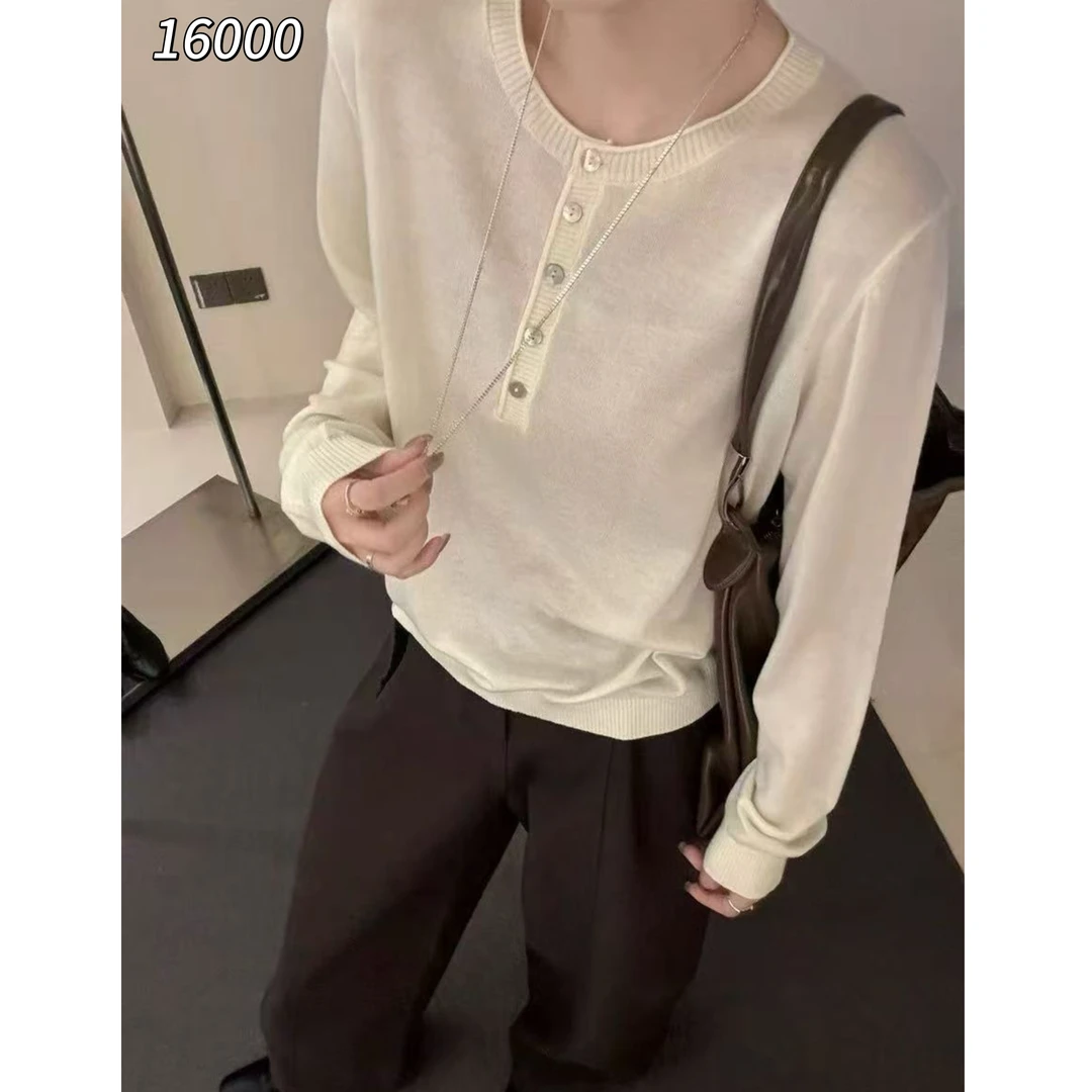 16000 WANGDAN（部无水洗唛介意慎拍)新款圆领五粒扣针织长袖