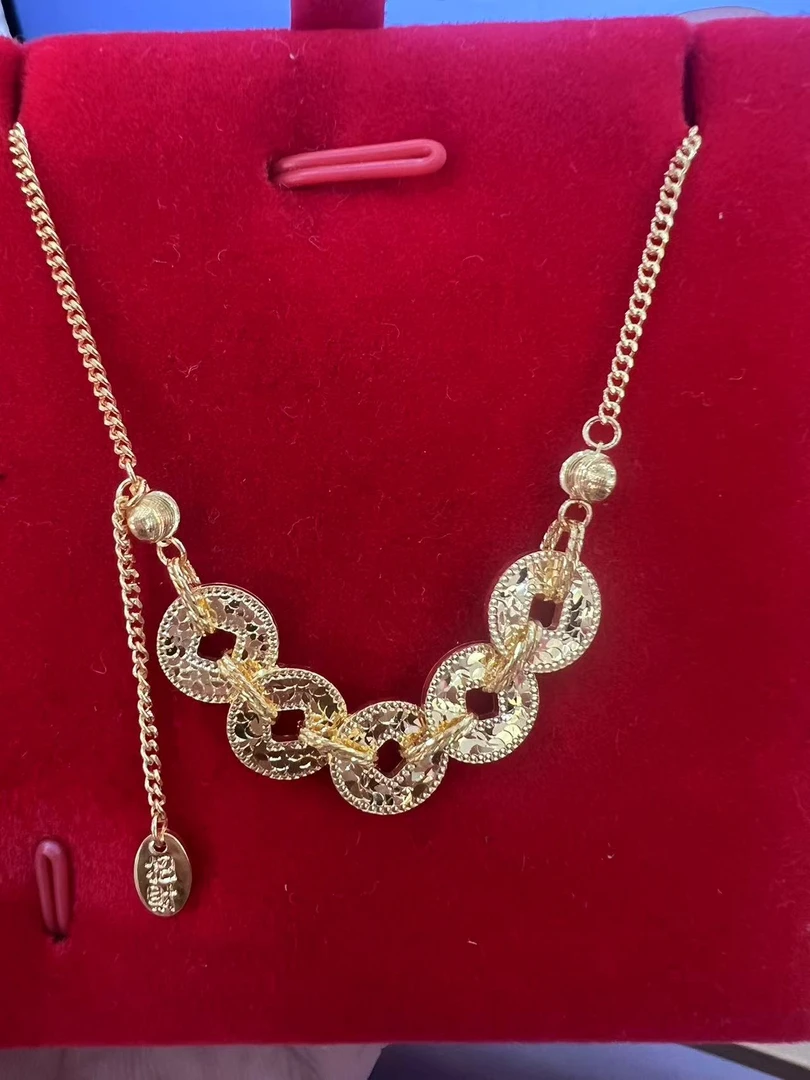 【金展珠宝】足金 五帝币套链   招财牌