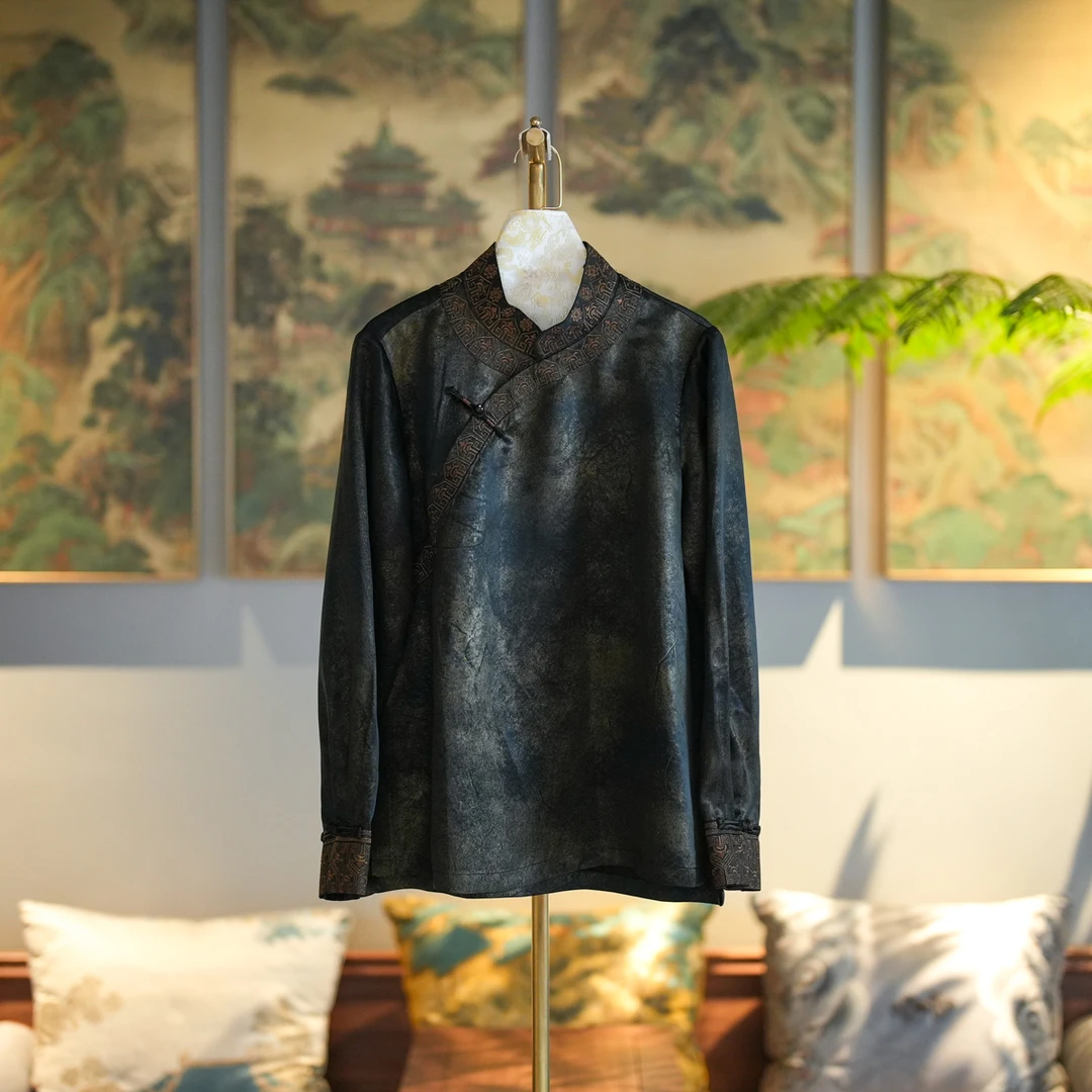 蓝大【暖曦】新中式国风醋酸上衣7403