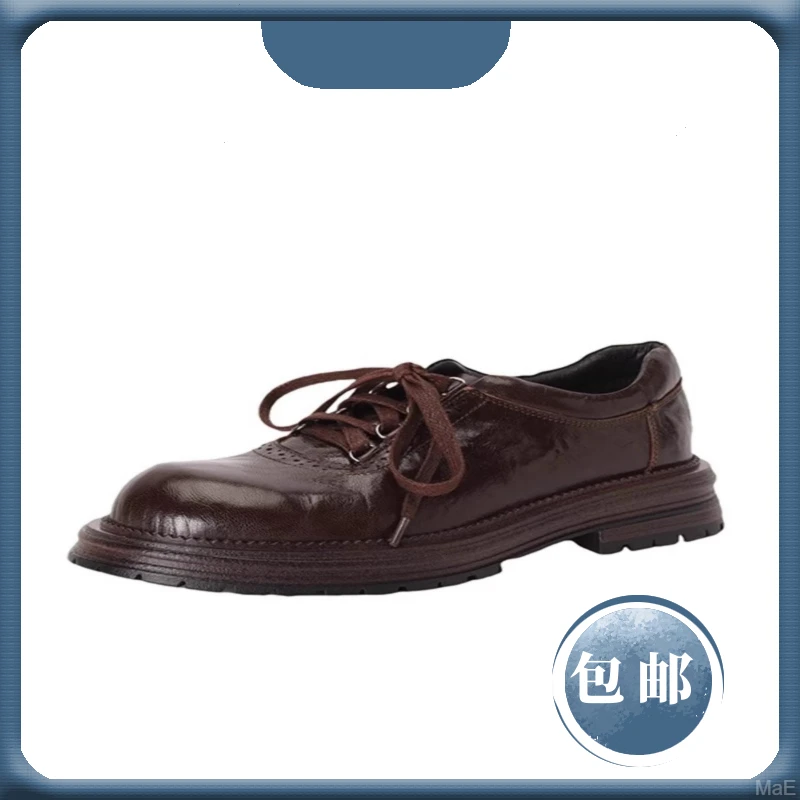 ~随搭~2025早春新款系带厚底小皮鞋圆头深口复古休闲文艺风女单鞋